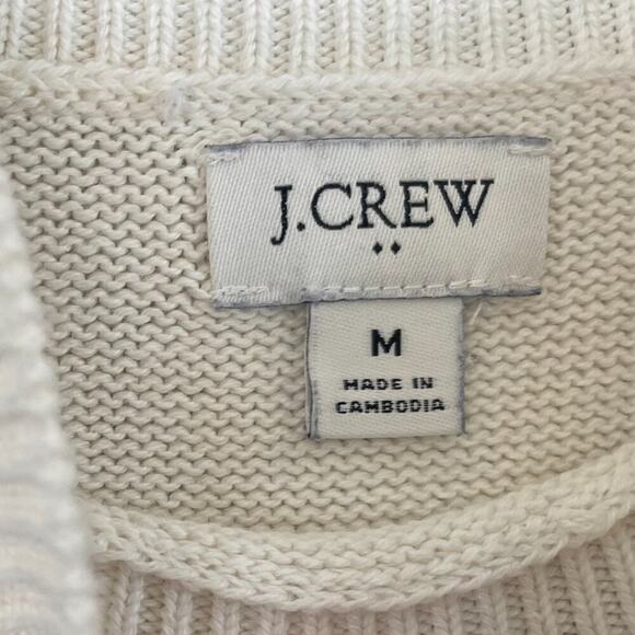 J. Crew Cotton Navy Blue/Ivory Rugby Stripe Mock Neck Long Sleeve Sweater, M - Picture 6 of 12